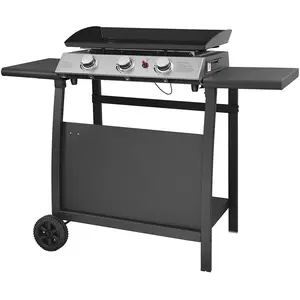Plancha au gaz SEVILLE - 3 brûleurs 7,5kW + chariot - Happy Garden pas cher