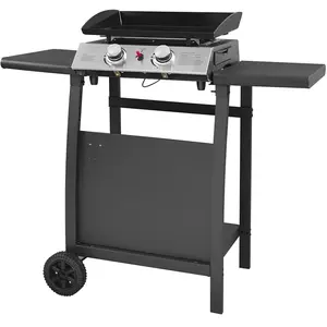 Plancha au gaz MALA - 2 brûleurs 5kW + chariot Happy Garden pas cher