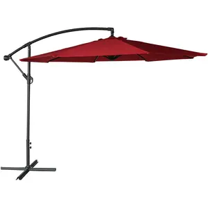 Comparateur de prix : Parasol déporté OAHU rond 3,50m de diamètre rouge - Happy Garden