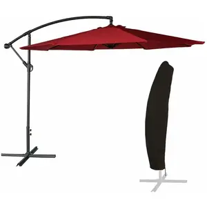 Parasol déporté OAHU rond 3m de diamètre rouge + housse - Happy Garden pas cher