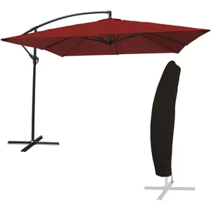 Comparateur de prix : Happy Garden - Parasol déporté molokai carré 2,7x2,7m rouge + housse