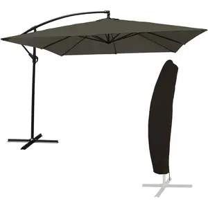 Comparateur de prix : Parasol déporté MOLOKAI carré 2,7x2,7m gris + housse - Happy Garden