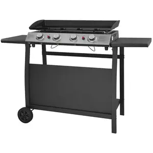 Plancha au gaz VALENCIA - 4 brûleurs 10kW + chariot Happy Garden pas cher