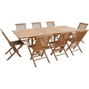 Comparateur de prix : Salon de jardin en teck LOMBOK - table rectangulaire extensible - 8 pl...