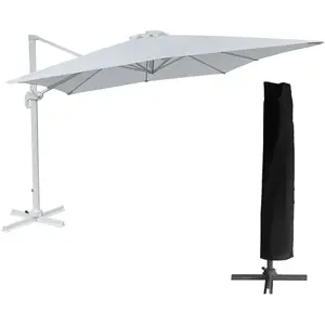 Comparateur de prix : Happy Garden Parasol Déporté Molokai Rectangulaire 3x4m Blanc + Housse