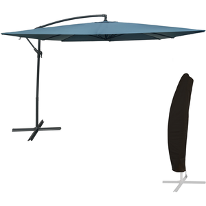 Comparateur de prix : Happy Garden Parasol Déporté Molokai Carré 2,7x2,7m Bleu Gris + Housse