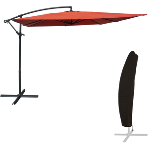 Comparateur de prix : HAPPY GARDEN Parasol déporté carré 2,7x2,7m acier toile terracotta avec housse