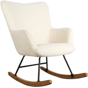 Comparateur de prix : Happy Garden - Fauteuil à bascule en tissu bouclette écru kaira