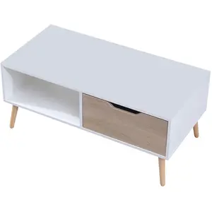 Comparateur de prix : Happy Garden - Table basse avec tiroir style scandinave blanche freja
