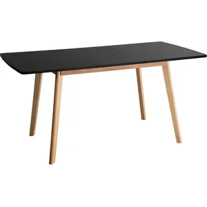 Comparateur de prix : HAPPY GARDEN Table à manger extensible 120/160cm noire et bois de hêtre