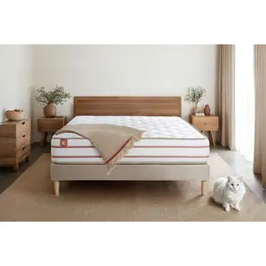 Comparateur de prix : Non communiqué Ensemble sommier matelas LE DOUX 90x200cm Mémoire de forme 3 zones de confort - Ep. 24cm + sommier Beige