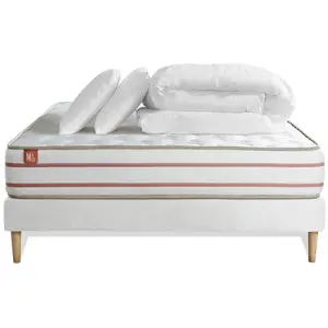 Comparateur de prix : Marmottes & Co Pack Prêt A Dormir Matelas Le Doux 140x190cm Memoire De Forme - Ep. 24cm + Sommier Kit Blanc + 2 Oreillers + Couette 240x220