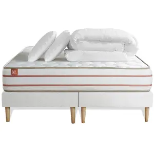Marmottes & Co Pack Prêt A Dormir Matelas Le Doux 160x200cm Memoire De Forme - Ep. 24cm + Double Sommiers Blanc + 2 Oreillers +Couette pas cher