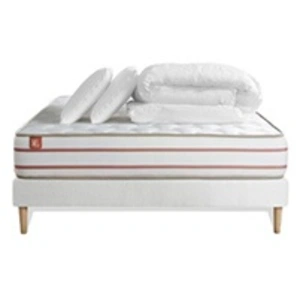 Marmottes and Co Pack Prêt A Dormir Matelas Le Doux 160x200cm Memoire De Forme - Ep. 24cm + Sommier Kit Blanc pas cher
