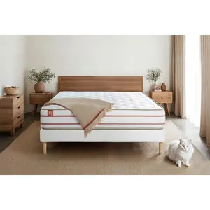 Comparateur de prix : Non communiqué Ensemble sommier matelas LE DOUX 90x190cm Mémoire de forme 3 zones de confort - Ep. 24cm + sommier kit Blanc