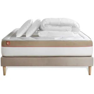 Marmottes & Co Pack sommier kit matelas  Mémoire de forme avec couette et oreillers pas cher