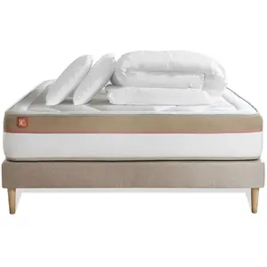 Marmottes & Co Pack sommier kit matelas Mémoire de forme avec couette et oreillers pas cher