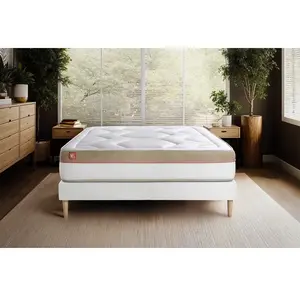 Marmottes & Co Ensemble LE COSY Memoire de forme 7 zones de confort sommier kit Blanc pas cher