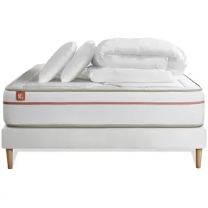 Marmottes & Co Pack Prêt A Dormir Matelas Le Paisible 140x190cm Memoire De Forme Biovisco + Sommier Blanc + 2 Oreillers + Couette 240x220cm pas cher