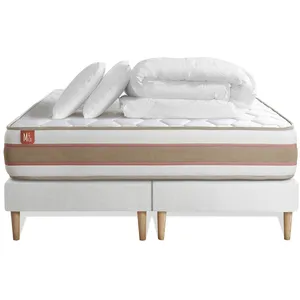 Comparateur de prix : Marmottes & Co Pack Prêt A Dormir Matelas Le Délicat 160x200 Ressorts Ensaches Et Memoire De Forme + Double Sommiers Blanc