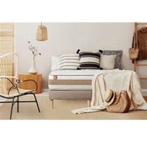 Non communiqué Ensemble sommier matelas LE TENDRE 200x200cm Ressorts ensachés + Mémoire de forme 7 zones de confort - Ep. 28cm + double sommiers Beige pas cher