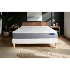 ACTISOM Ensemble sommier matelas 160x200 Actiflex dream Ressorts ensachés et mémoire de forme - 22 cm - Mi-ferme - sommier kit Blanc pas cher