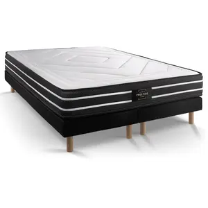 Comparateur de prix : Prestige literie Ensemble sommier matelas 160x200 Exclusive Ressorts ensachés - 22 cm - Ferme - double sommiers Noir