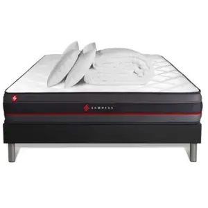 Somness Pack matelas REGEN sommier noir avec Couette 2 oreillers pas cher