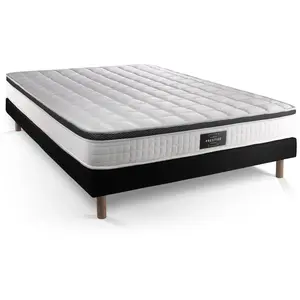 Comparateur de prix : Prestige Literie Ensemble sommier matelas 140x190 Supérieur Mémoire de forme - Ferme - Noir