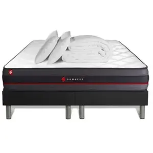 Comparateur de prix : Somness Pack matelas REGEN double sommiers noir Couette 2 oreillers