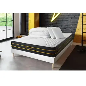 Sleepfit Pack Prêt A Dormir 140x200 Matelas Ultra + Sommier Kit Blanc + 2 Oreillers Memoire De Forme 60x40cm + Couette Percale 240x220 Cm pas cher