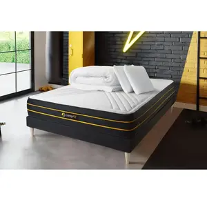 Sleepfit Pack Prêt A Dormir 180x200 Matelas Ultra + Sommier Kit Noir + 2 Oreillers Memoire De Forme 60x40cm + Couette Percale 260x240cm pas cher