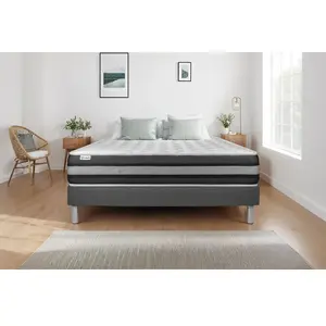 VITALIT Ensemble Vitalspring Zen 140 X 190 Cm Sommier Kit Gris pas cher