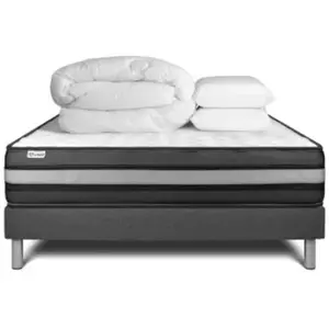 VITALIT Pack prêt à dormir VITALPOWER ZEN 140 x 190 cm sommier Kit gris pas cher