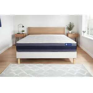 Actisom Ensemble 180x200 Matelas Latex et mémoire de forme Sommier kit Blanc pas cher