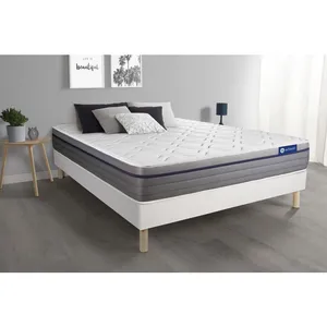ACTISOM Ensemble sommier matelas 140x190 Actimemo zen Mémoire de forme - 26 cm - Equilibré - sommier kit Blanc