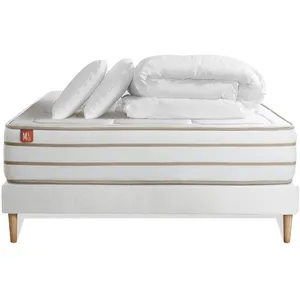 Marmottes & Co Pack sommier kit matelas Mémoire de forme avec couette et oreillers pas cher