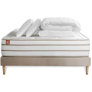 Marmottes & Co Pack sommier kit matelas Mémoire de forme avec couette et oreillers pas cher