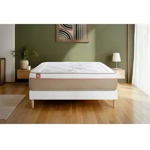 Non communiqué Ensemble sommier matelas LE SOYEUX 90x190cm Ressorts ensachés + Mémoire de forme BioVisco - Ep. 24cm + sommier Blanc pas cher