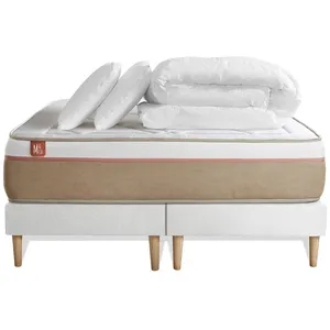 Comparateur de prix : Marmottes and Co Pack Prêt A Dormir Matelas Le Soyeux 180x200cm Ressorts Ensaches + Memoire De Forme Biovisco + Double Sommiers Blanc