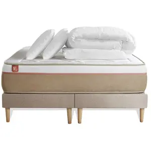 Comparateur de prix : Marmottes & Co Pack Prêt A Dormir Matelas Le Soyeux 160x200cm Ressorts Ensaches + Memoire De Forme Biovisco + Double Sommiers Beige