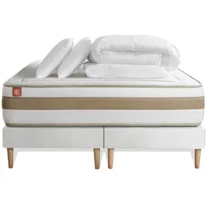 Comparateur de prix : Marmottes & Co Pack Prêt A Dormir Matelas Le Raffiné 160x200cm Ressorts Ensaches + Memoire De Forme Biovisco + Double Sommiers Blanc