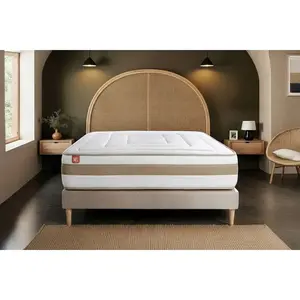 Non communiqué Ensemble sommier matelas LE RAFFINÉ 90x200cm Ressorts ensachés + Mémoire de forme BioVisco - Maxi épaisseur 26cm + sommier Beige pas cher