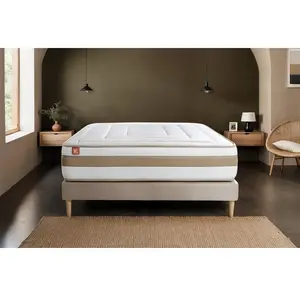 Non communiqué Ensemble sommier matelas LE RAFFINÉ 160x200cm Ressorts ensachés + Mémoire de forme BioVisco - Maxi épaisseur 26cm + sommier Beige pas cher