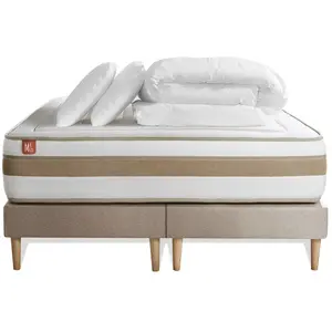 Comparateur de prix : Marmottes & Co Pack Prêt A Dormir Matelas Le Raffiné 160x200cm Ressorts Ensaches + Memoire De Forme Biovisco + Double Sommiers Beige