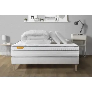 Septnuits Pack Matelas + Sommier Kit Blanc 140x190 Memo Luxe Ressorts ...