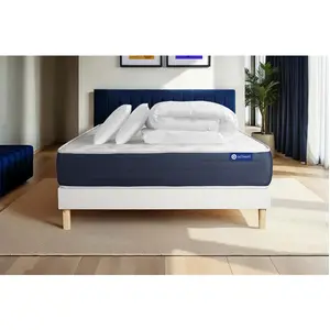 Actisom Pack sommier kit matelas Mémoire de forme avec couette et oreillers pas cher