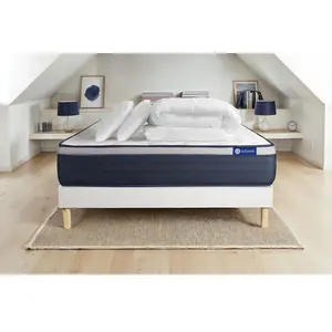 ACTISOM Pack prêt à dormir 180x200 cm sommier kit blanc pas cher