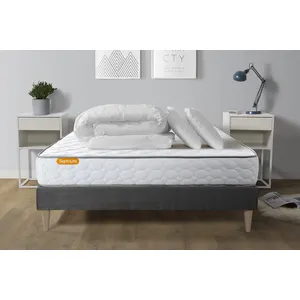 Septnuits Pack Matelas Memo + Sommier Kit Gris 180x200 + 2 Oreillers M... pas cher