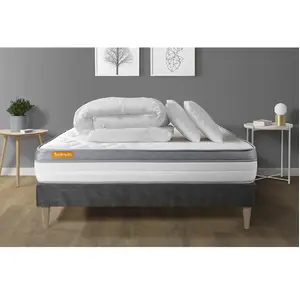 Septnuits Pack Matelas + Sommier Kit Gris 160x200 Memo Zen Mousse A Me... pas cher